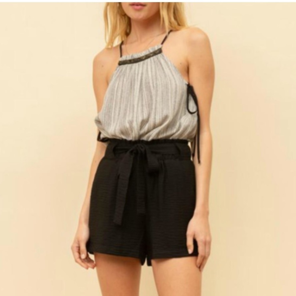 Hem & Thread CHARLIE TIE-WAIST SHORTS in Black